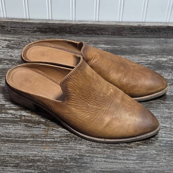 Frye Women's Brown Leather Slip On Western Style Mule Size 9 M - Picture 1 of 6